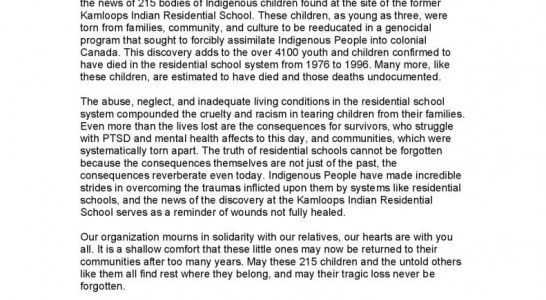 Residential School Statement